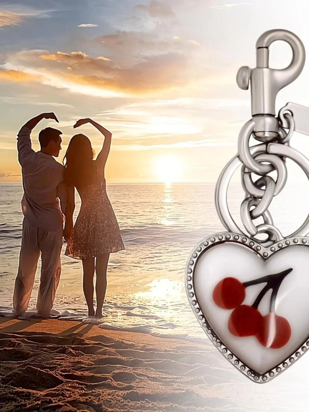 Cherry Bag Charm, Heart Bag Charm for Handbags Car Keychain Charms Keyring Acces